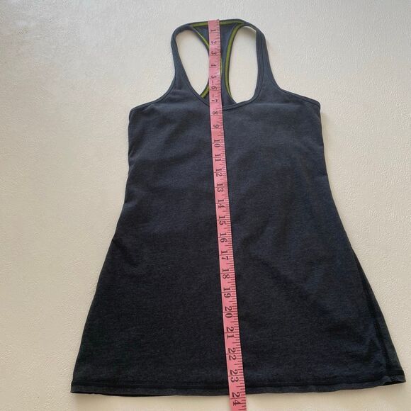 Lululemon Run: Start Line Racerback shirt Black Heather Lime Size 4 - Picture 5 of 6